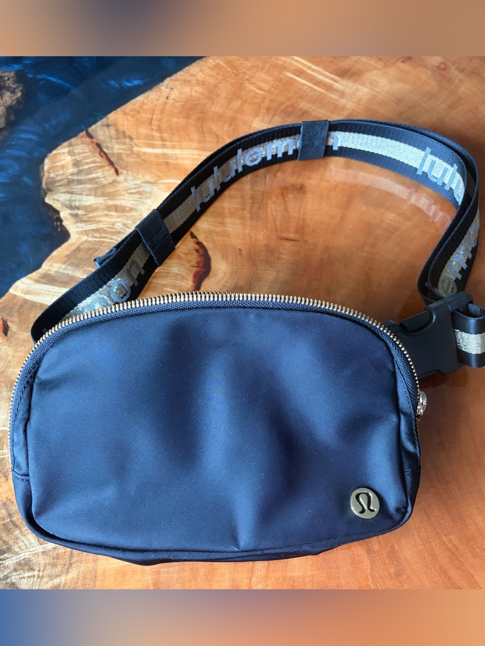NWOT LULULEMON Black Everywhere Crossbody Bag 1L with Gold Logo Strap
